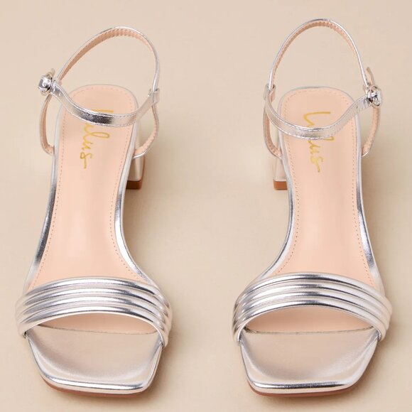 Sylvain Silver Strappy High Heel Ankle Strap Sandals/NIB/6 - Picture 3 of 9